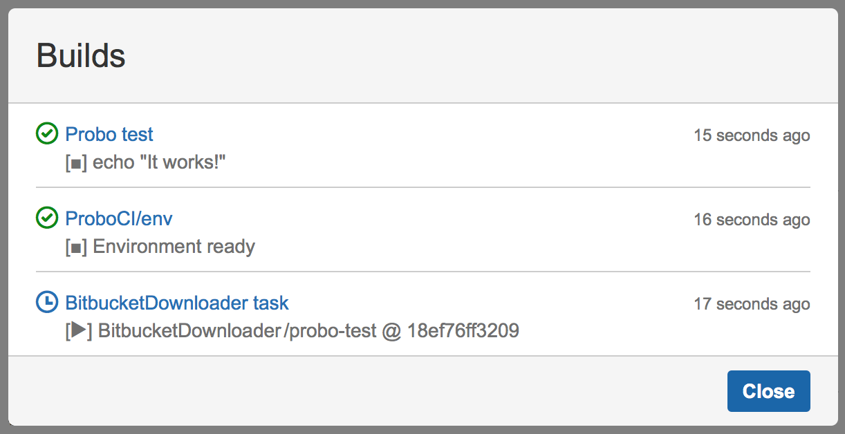 Bitbucket Build Status Popup Screenshot